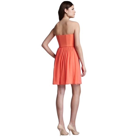 Diane von Furstenberg Asti Silk Chiffon Coral Sweetheart Strapless Dress Size 4 - Picture 2 of 11